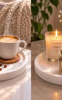 سینی شمع و دکور میز