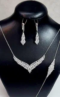سرویس کامل نقره زنانه با آبکاری طلا سفید