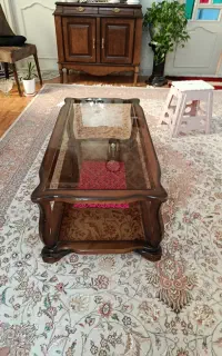 میز جلو مبلی چوبی  دوطبقه
