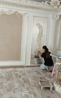نقاشی ساختمان ،کنافکاری نصب ابزار ،پتینه ورق طلا