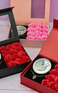 باکس گل رز معطر با مرواریدعشق و صدف طبیعی روزدختر