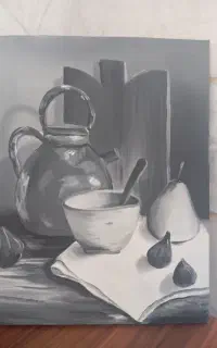 نقاشی رو بوم رنگ و روغن ( سیاه و سفید)