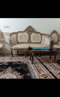 مبل نه نفره عسلی ساخت اصفهان چوب گردوباروکش درحدنو