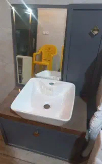 فول ست آینه باکس و روشویی رنگ طوسی