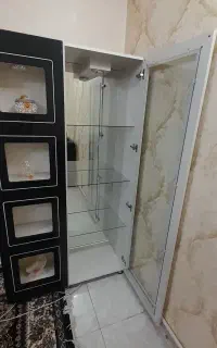 بوفه ویترینی MDF و آینه ای و هالوژن دار