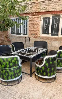 ۶عدد صندلی بشکه ای + میز آتشدان