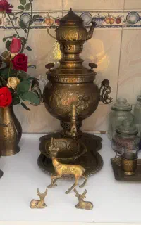 سرویس کامل سماور زغالی برنجی