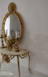 آینه شمعدان برنز  طرح خورشید