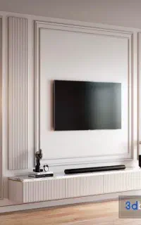 گچکاری کلی وجزیی با قابندی دیوار tv