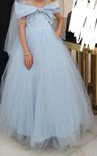 پیراهن مجلسی دخترانه آبی پاستیلی