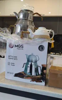 کتری و قوری 6 لیتری MGS دو قوری استیل و چینی