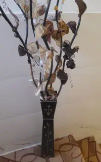گلدان چوبی گل پارچه ای اکلیلی