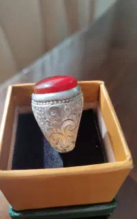 انگشتر عقیق یمنی آبدار و فیروزه