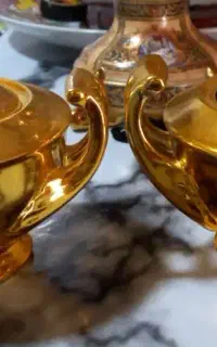 قندان طلایی قدیمی و کیک خوری قدیمی