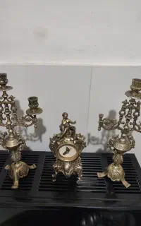 آینه و شمعدان وساعت برنز اصل