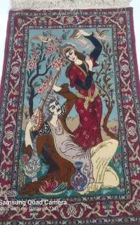 قالیچه دستباف ابریشم قدیمی