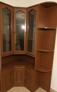 کتابخانه تمام چوبی کنج (گوشه) قهوه ای روشن