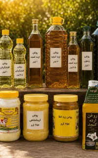 انواع روغن ارده کنجد زیتون شحم گاو کرمانشاهی