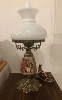 یک جفت چراغ اباژور برنز و چینی شهرک غرب