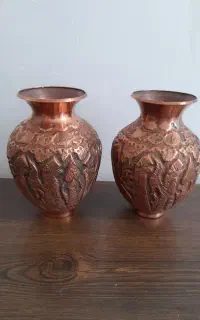 جفت گلدان مسی قلمکاری