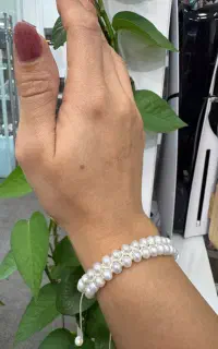 دستبند تمام کار دست با مروارید پرورشی
