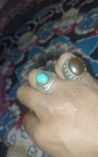 انگشتر عقیق با فیروز