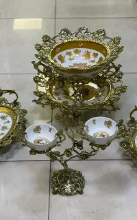 سینی دسته دار سرمه ای برنز