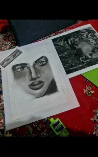 طراحی چهره سیاه قلم