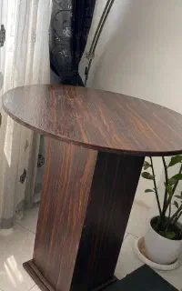 میز گرد MDF طرح چوب پایه ستونی قطر ۸۰