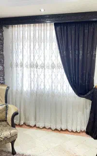 پرده سالن پذیرایی به همراه والان