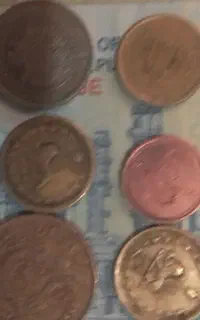 شش عدد سکه شاهی واسلامی وخارجی...
