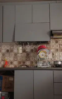 کابینت همراه با هود و گاز ۴ شعله و سینک ظرفشویی
