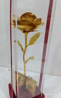 باکس شیشه ای گل رز طلایی