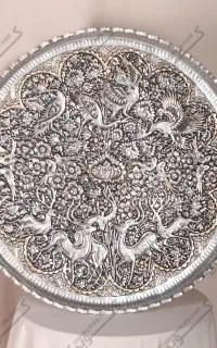 ظروف مسی/مجمه مسی گل و مرغ دست ساز/اقساطی