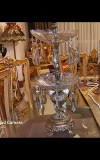 ظرف کریستال دوطبقه و هفت سین و گل میز و دکوری