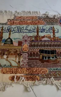 تابلو فرش دستبافت زرع نیم. مکه. چله نخ ۵۰رج