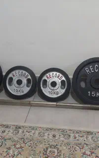 ۵۰ کیلو وزنه و میله هالتر ۱۵۰ سانتی