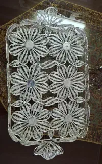 سینی آبکاری نقره طرح ملیله