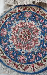 دایره دستباف کاشمر گل ابریشم۳۰رج اندازه1×1(نو)