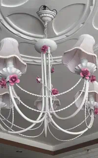 ست  لوستر ۵شعله با میز طرح انجل صورتی