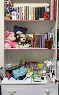 قفسه و جا کتابی دخترانه ۳ طبقه کشو دار