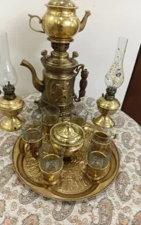 سرویس سماور ذغالی به همراه میز