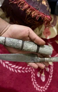 چاقوی بشکردی با رو پوش نقره قدیمی