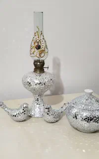چراغ گرد سوز،یا نفتی ،آینه کاری ،دکوری