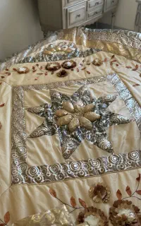روتختی دونفره ساتن گل برجسته نو