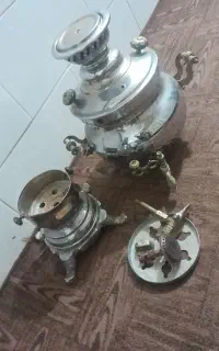 سماور گازی 5لیتری سینی و کاسه استیل