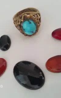نگین عقیق وانگشتر فیروزه