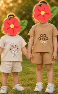 تیشرت شلوارک ۵ گل برجسته