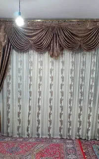دوعددپرده  کتان وساتن