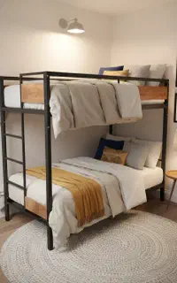تخت خواب فلزی چوبی دو طبقه محکم و شیک  کودک نوجوان